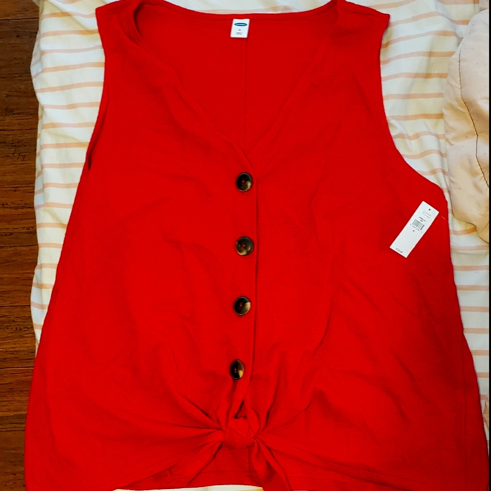 Red knotted tank top